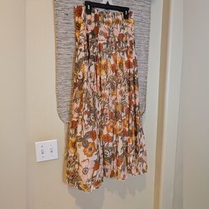Zac & Rachel Floral Maxi Skirt - Orange, Brown, Cream